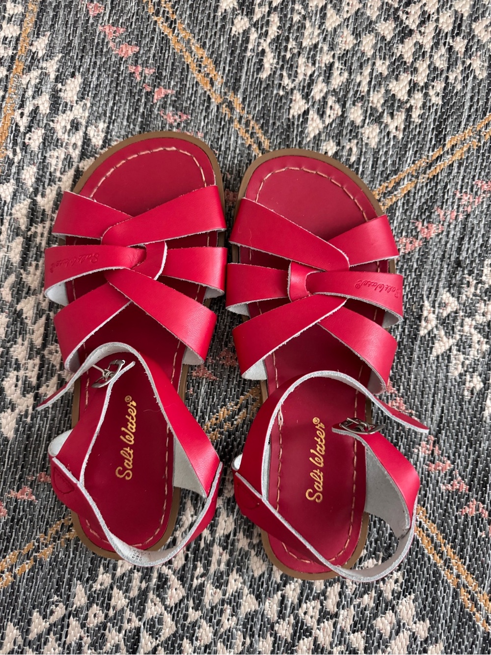 Salt Water® Women's Red Leather Strappy Sandals